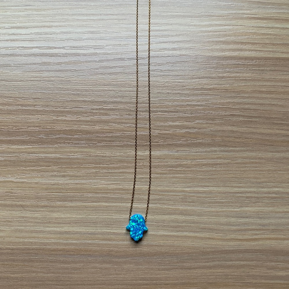 Blue opal 🪬 Hamsa necklace